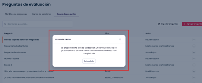 Porque no me deja eliminar un Banco de Preguntas en el módulo de evaluaciones_3