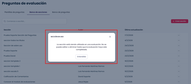 Porque no me deja eliminar un Banco de Secciones en el módulo de evaluaciones_3