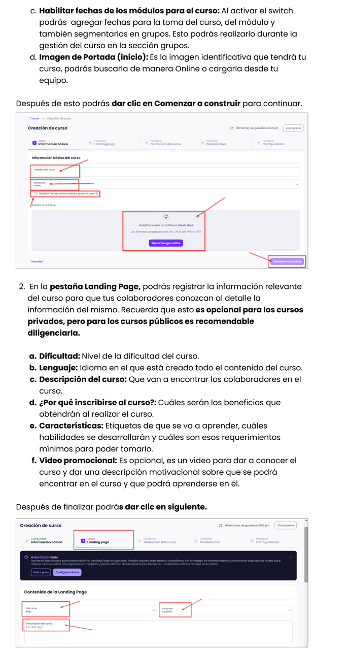 Creación de cursos 3