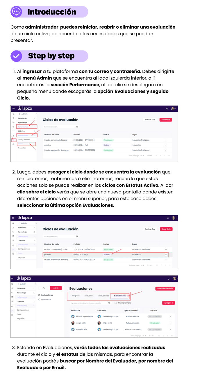 Evaluaciones - Ciclos 1