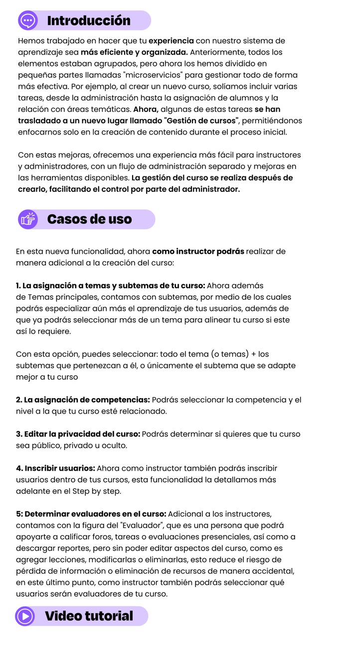 Gestión de cursos - Mis Cursos
