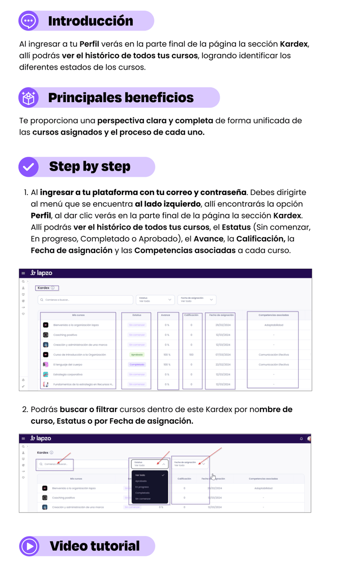 Perfil - Kardex